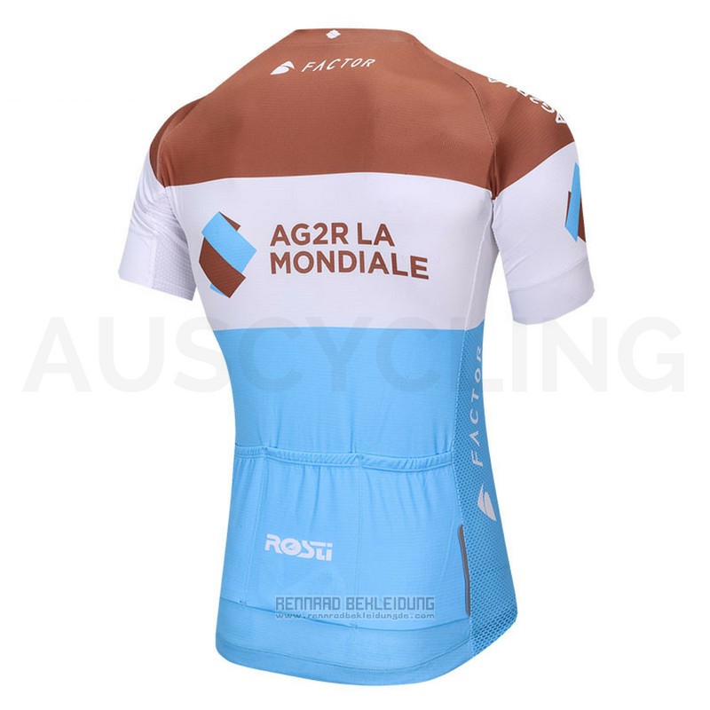 2018 Fahrradbekleidung Ag2rla Blau und Wei Trikot Kurzarm und Tragerhose